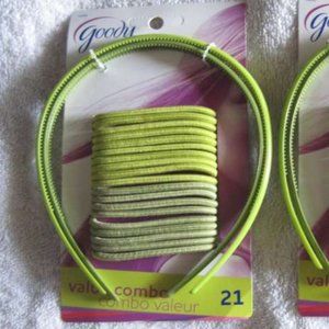 21 Pieces Goody Lime Green Ponytailer Hair Bands Elastics & Plastic Headbands